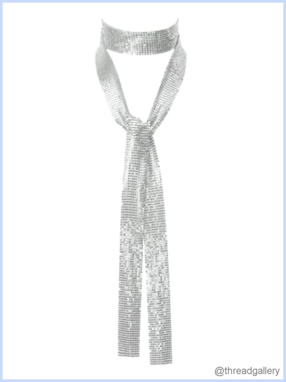 Sequined Skinny Scarf Tie for Women, Glitter Fashion Scarf, Lightweight Party